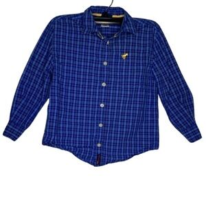 Wrangler Plaid Button-Up Shirt (Size:4-5 Little Kid, Color:Blue)